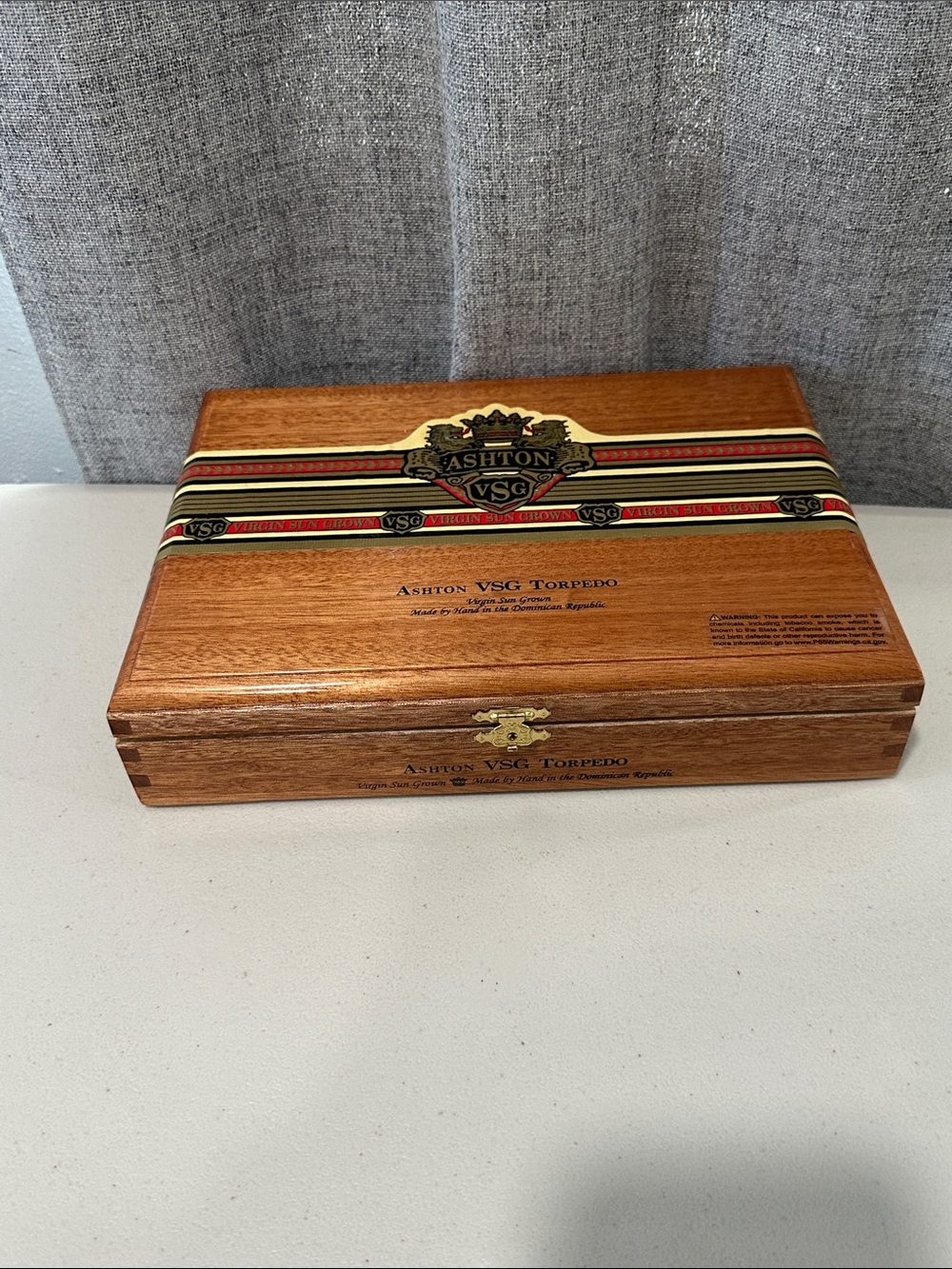 Empty VSG Torpedo Wooden Cigar Box - Brown